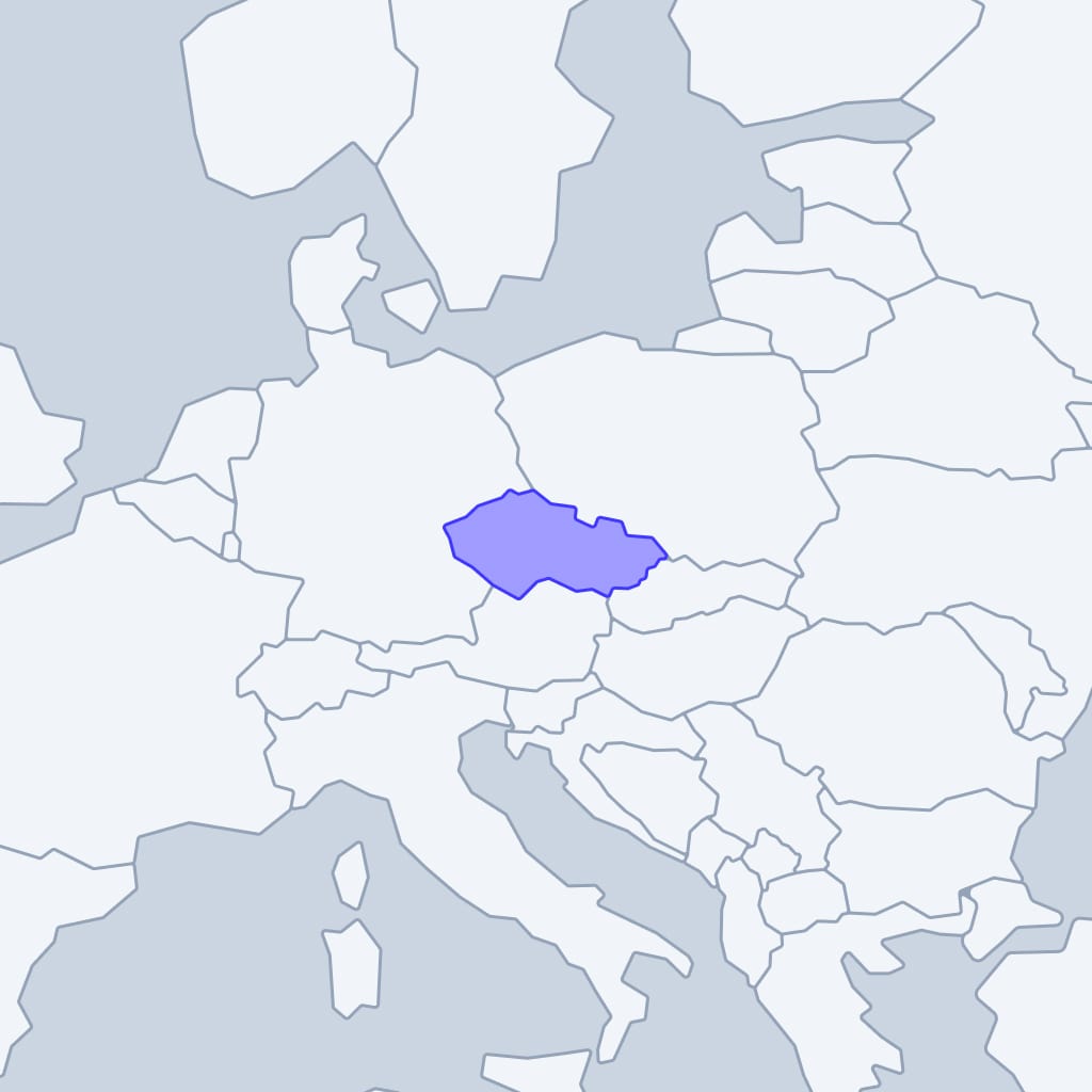 Czechia: map of visa-free countries
