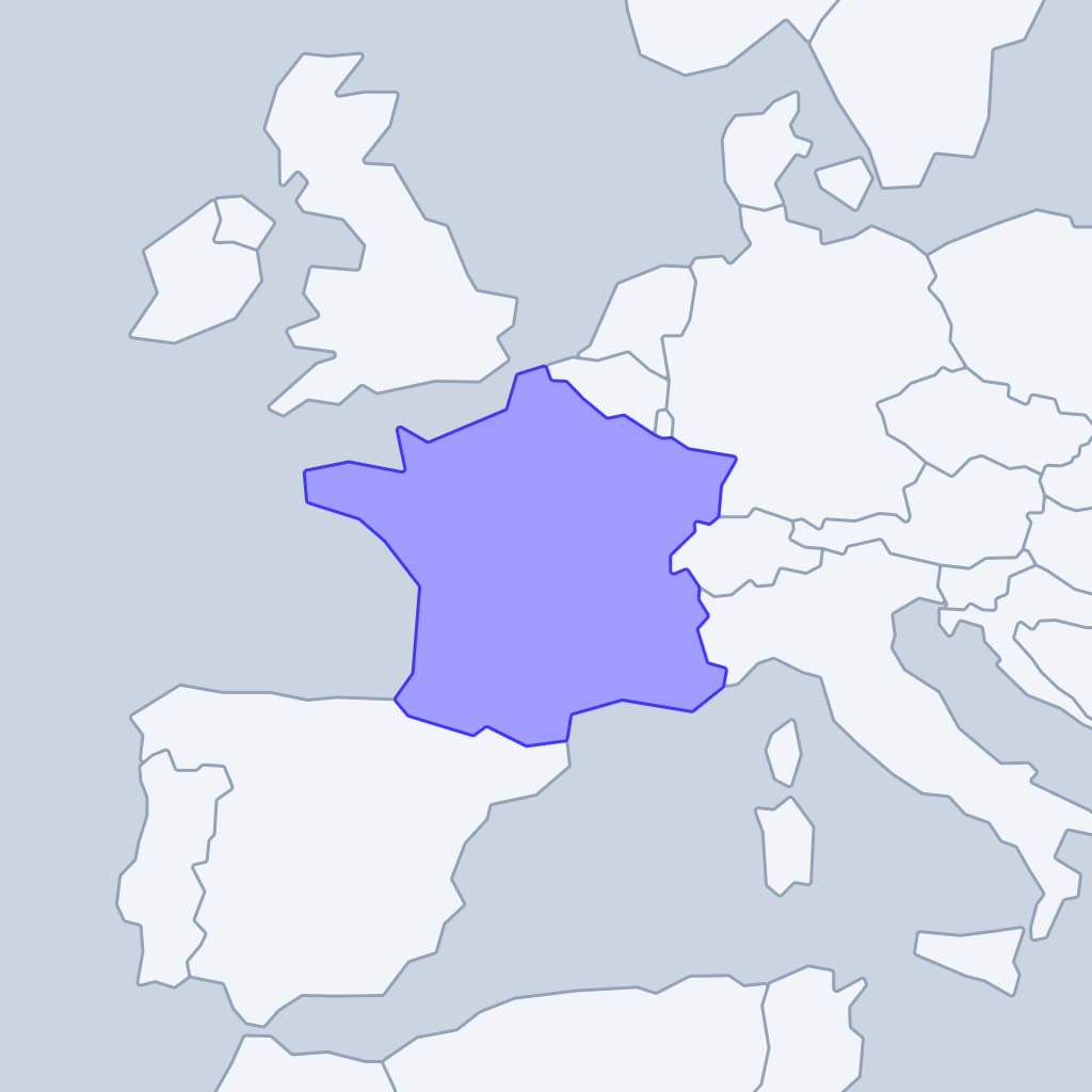 France: map of visa-free countries
