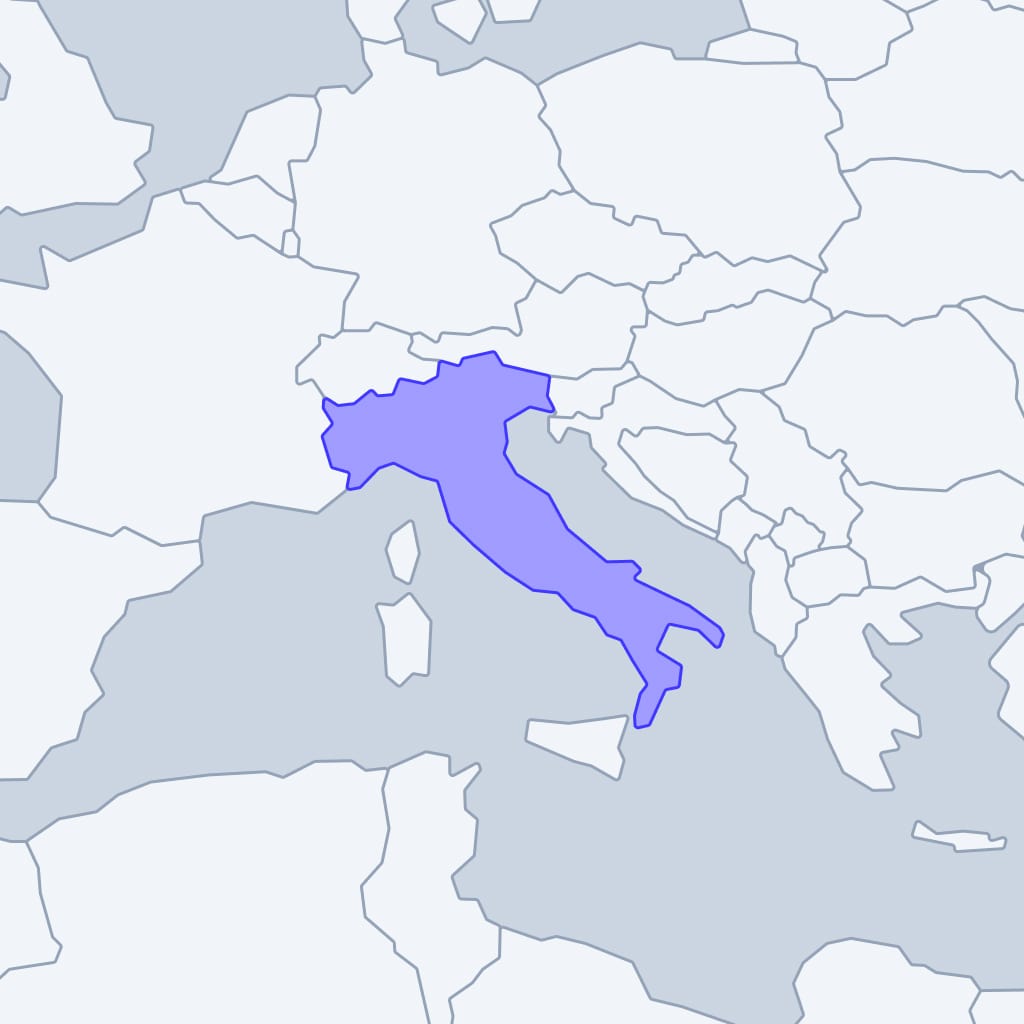 Italy: map of visa-free countries
