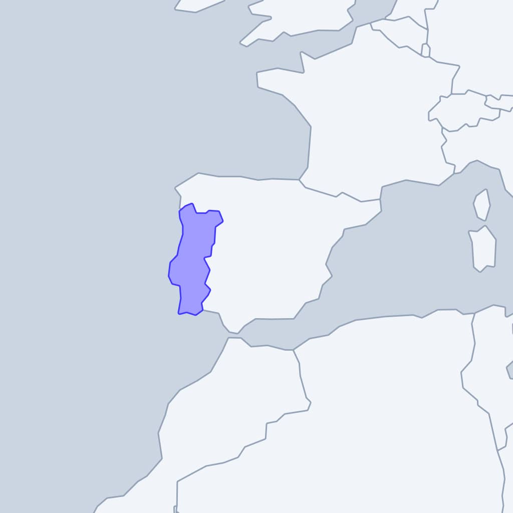 Portugal: map of visa-free countries
