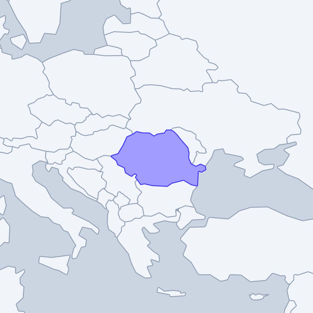 Romania: map of visa-free countries