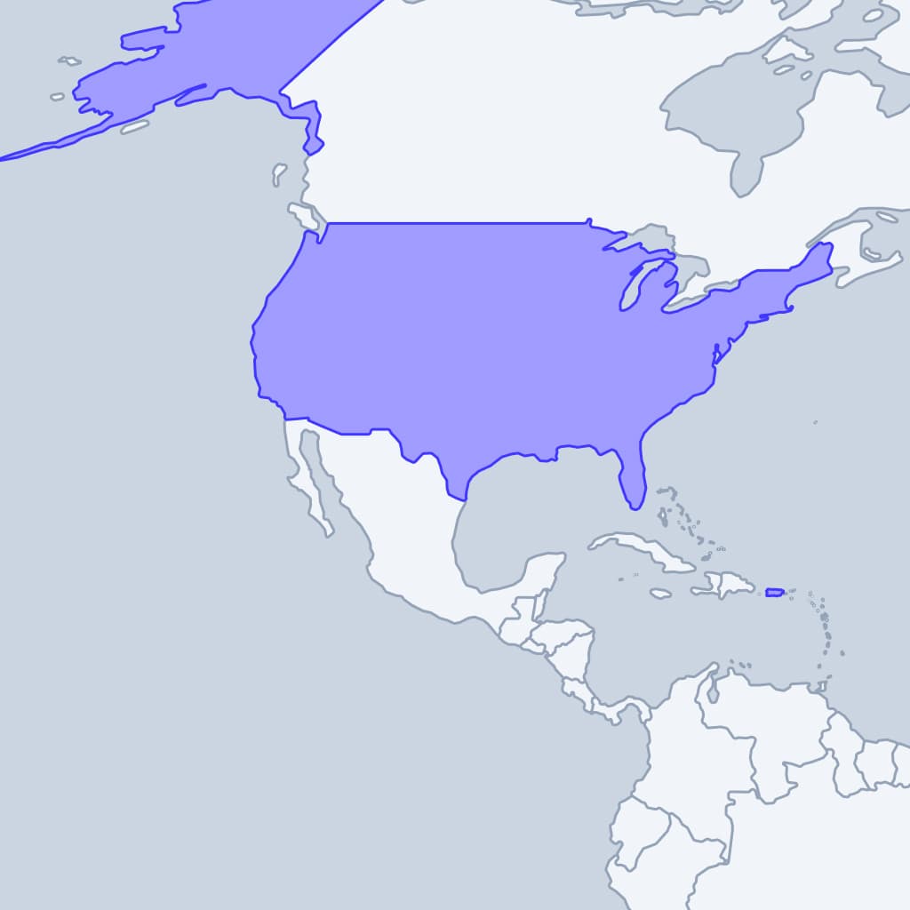 United States United States: map of visa-free countries